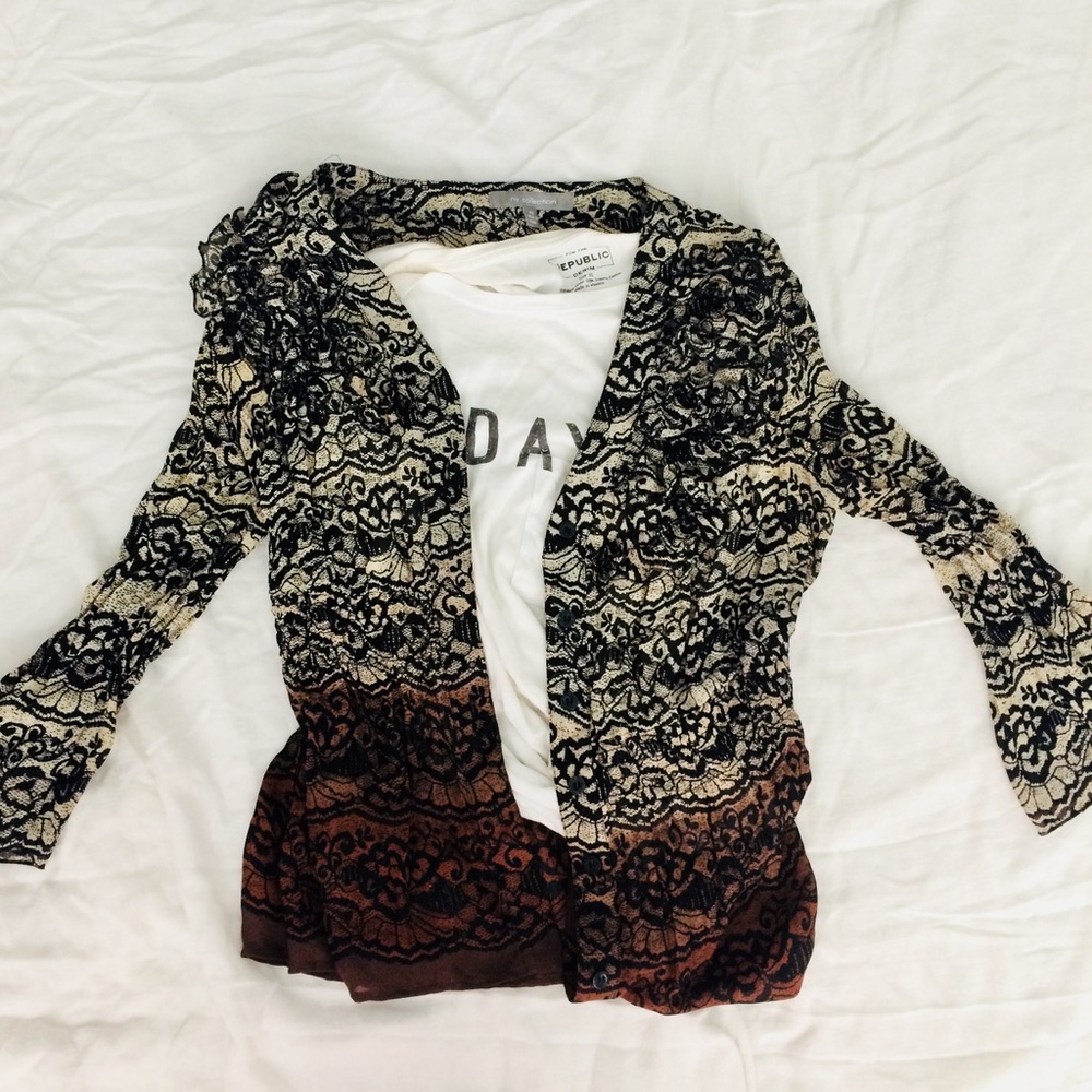 Nordstrom Women’s Floral Ombré Blouse w/ Ruffles